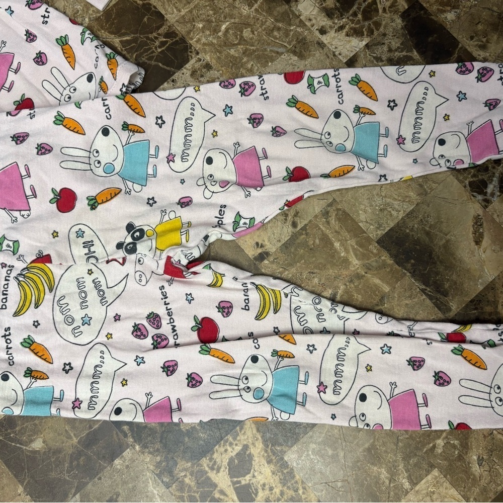 H&M Pink Bunny & Fruit Print Kids Pajama Set - Picture 2 of 6